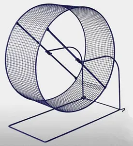A wire mesh exercise wheel